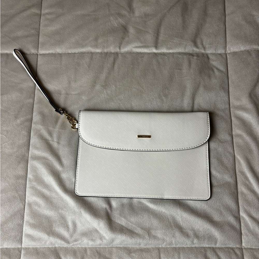 Cream Clutch with Flap Closure and Minimalist Design